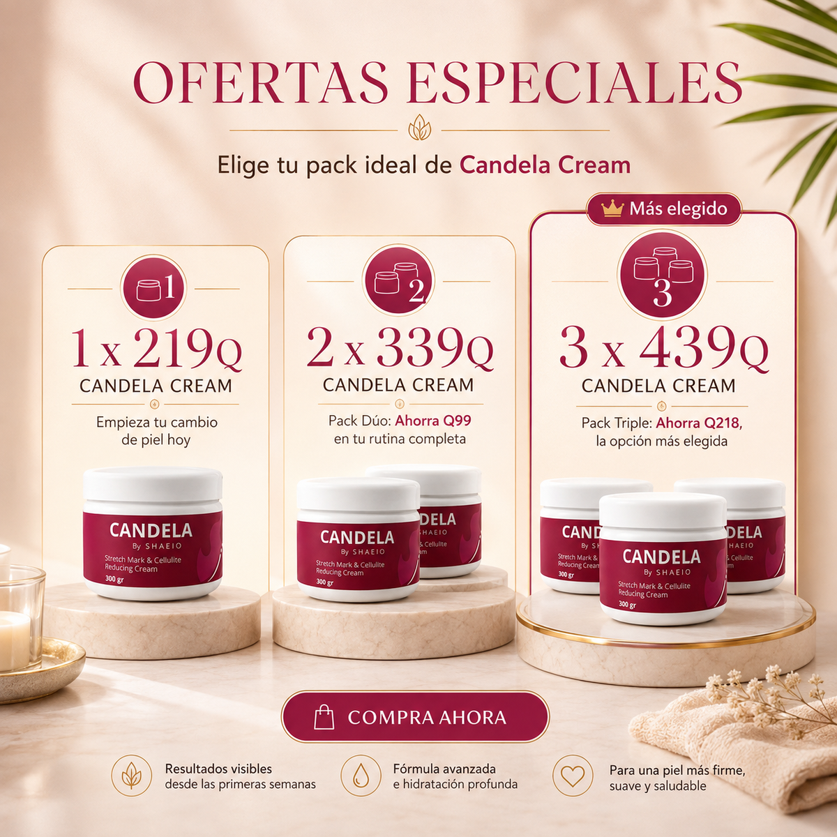 CANDELA CREAM™ 🔥 | CREMA REDUCTORA ANTI-CELULITIS | ENVÍO GRATIS