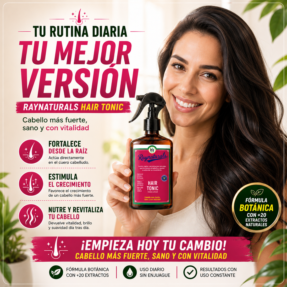 RAYNATURALS HAIR TONIC 🌿✨ FORTALECE TU CABELLO DESDE LA RAÍZ | ¡ENVÍO GRATIS!