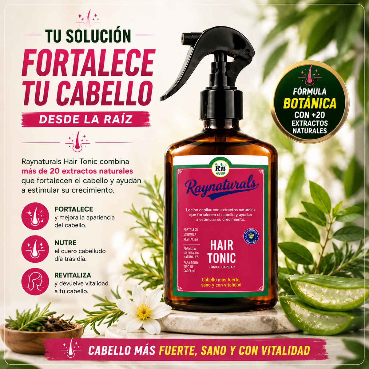 RAYNATURALS HAIR TONIC 🌿✨ FORTALECE TU CABELLO DESDE LA RAÍZ | ¡ENVÍO GRATIS!