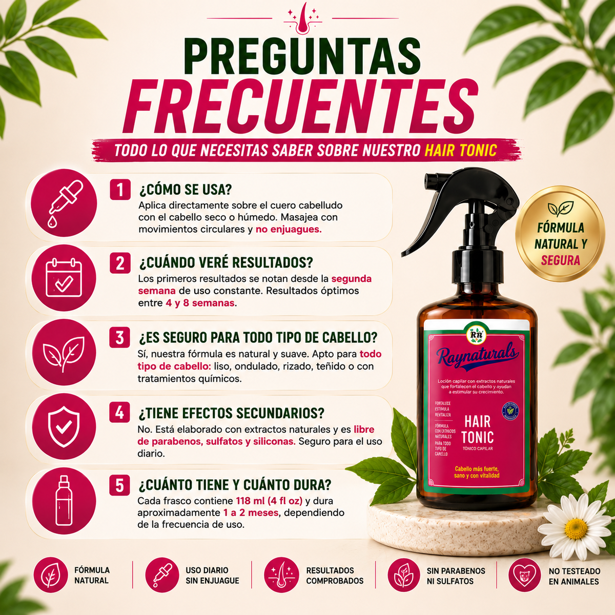 RAYNATURALS HAIR TONIC 🌿✨ FORTALECE TU CABELLO DESDE LA RAÍZ | ¡ENVÍO GRATIS!
