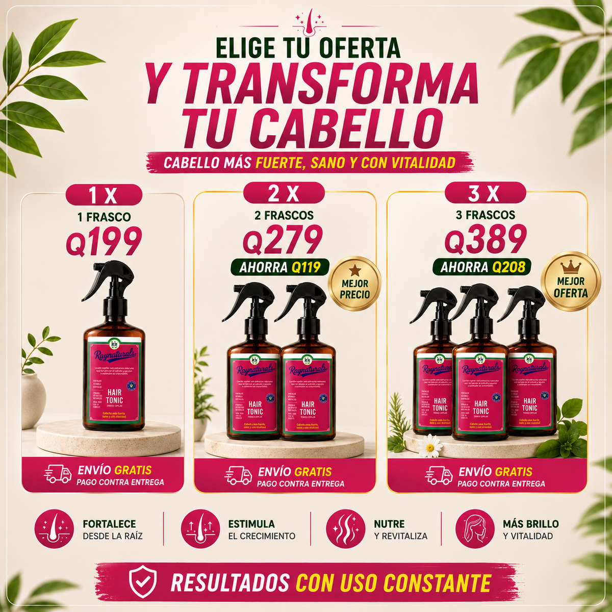 RAYNATURALS HAIR TONIC 🌿✨ FORTALECE TU CABELLO DESDE LA RAÍZ | ¡ENVÍO GRATIS!